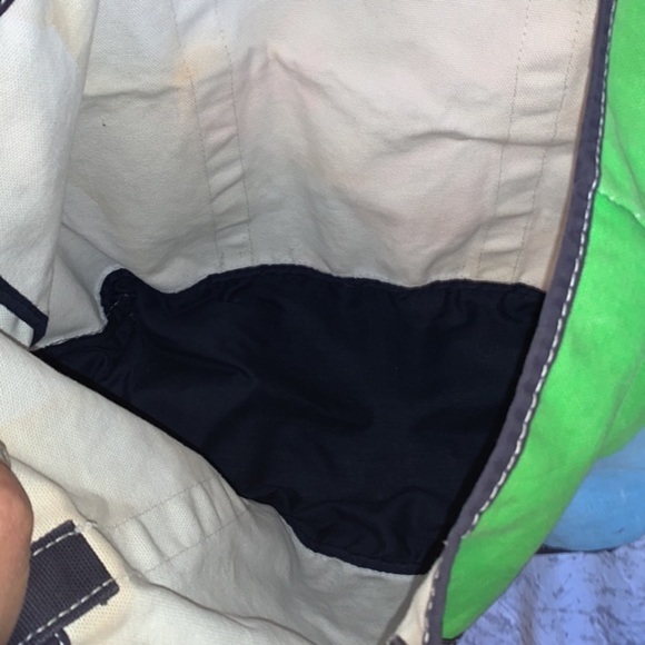 Disney Parks Authentic Original Mickey Mouse Large Canvas Tote Bag Blue & Green - Picture 8 of 13